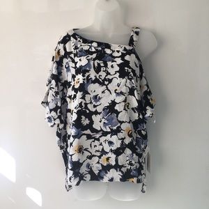 1. State Cold Shoulder Floral Oversized Blouse